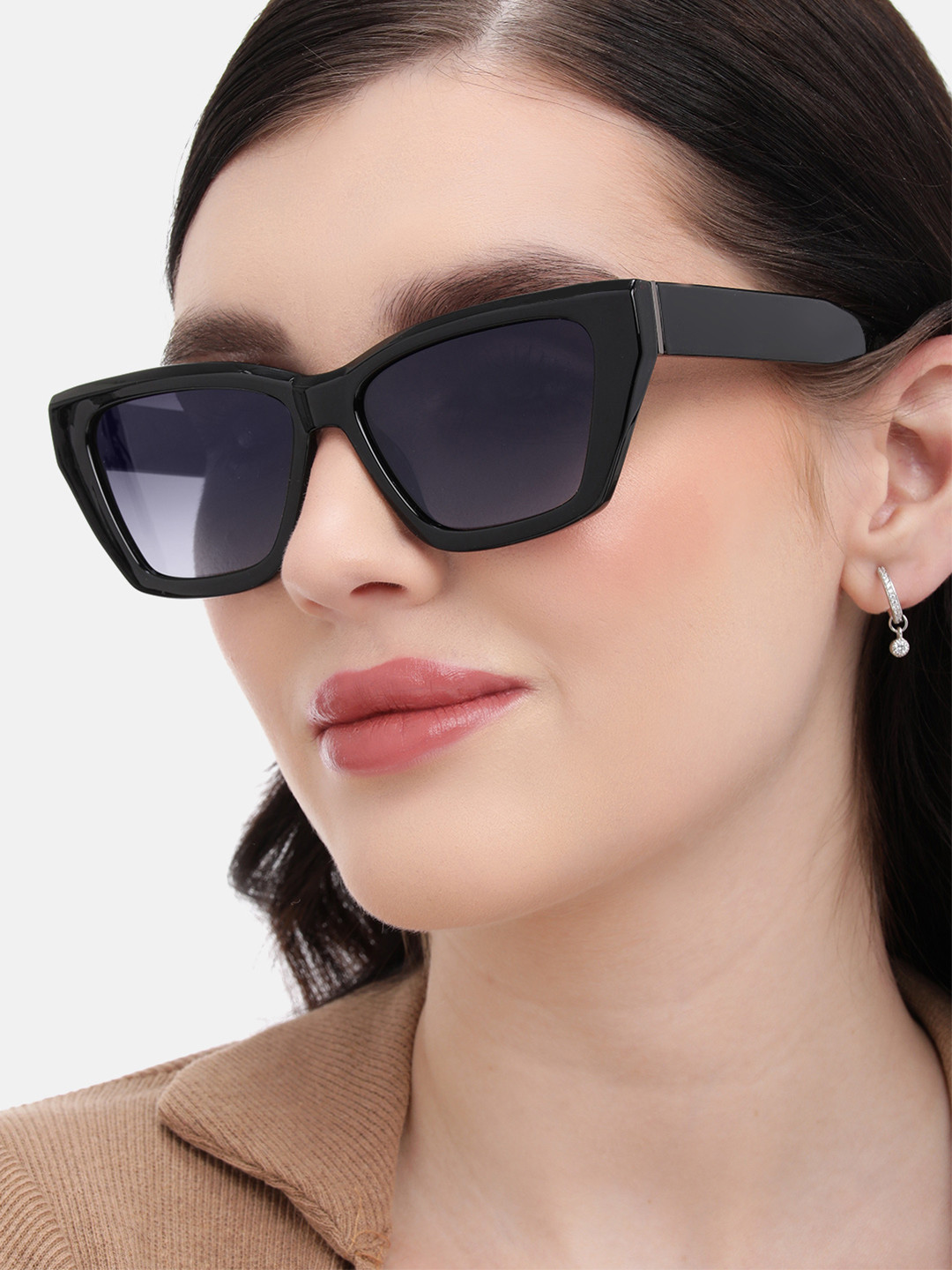 Carlton London Black Toned with Blue Polarised Lens Rectangle Sunglass