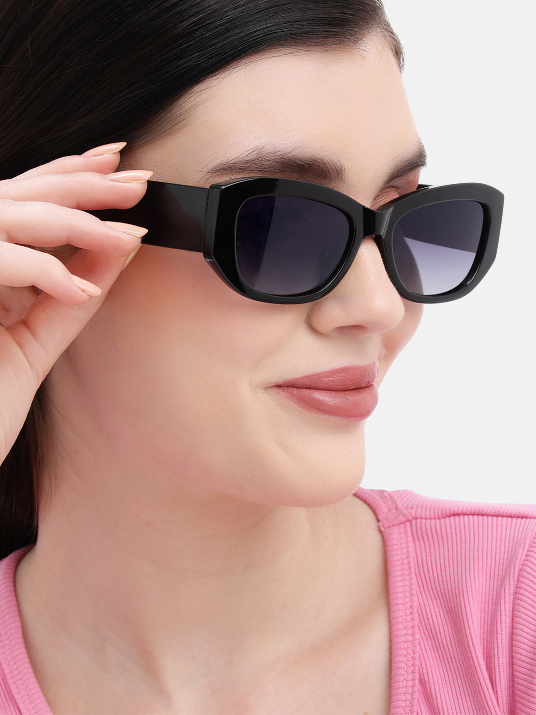 Carlton London Black Toned with Blue Polarised Lens Rectangle Sunglass
