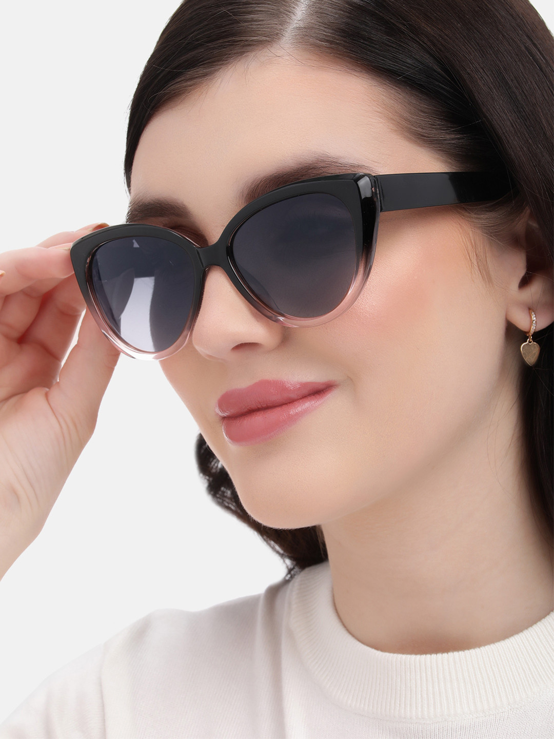 Carlton London Black and Pink Toned with Polarised Cat Eye Sunglass