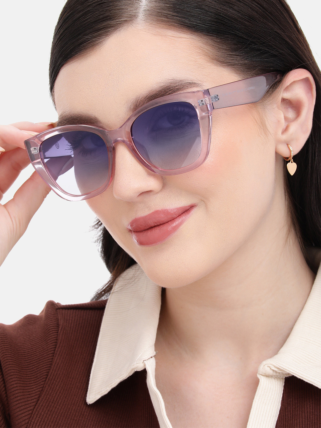 Carlton London Transparent with Pink Toned with Blue Polarised Lens Oversized Sunglass
