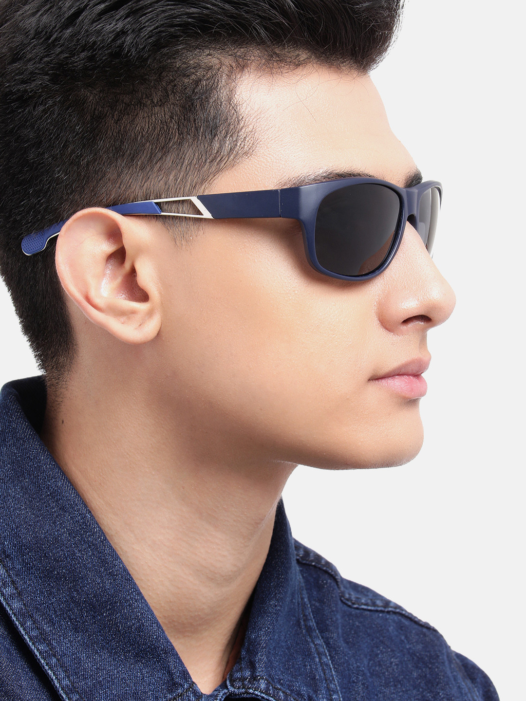 Carlton London Black with Blue Toned and Black Polarised Lens Sports Sunglass