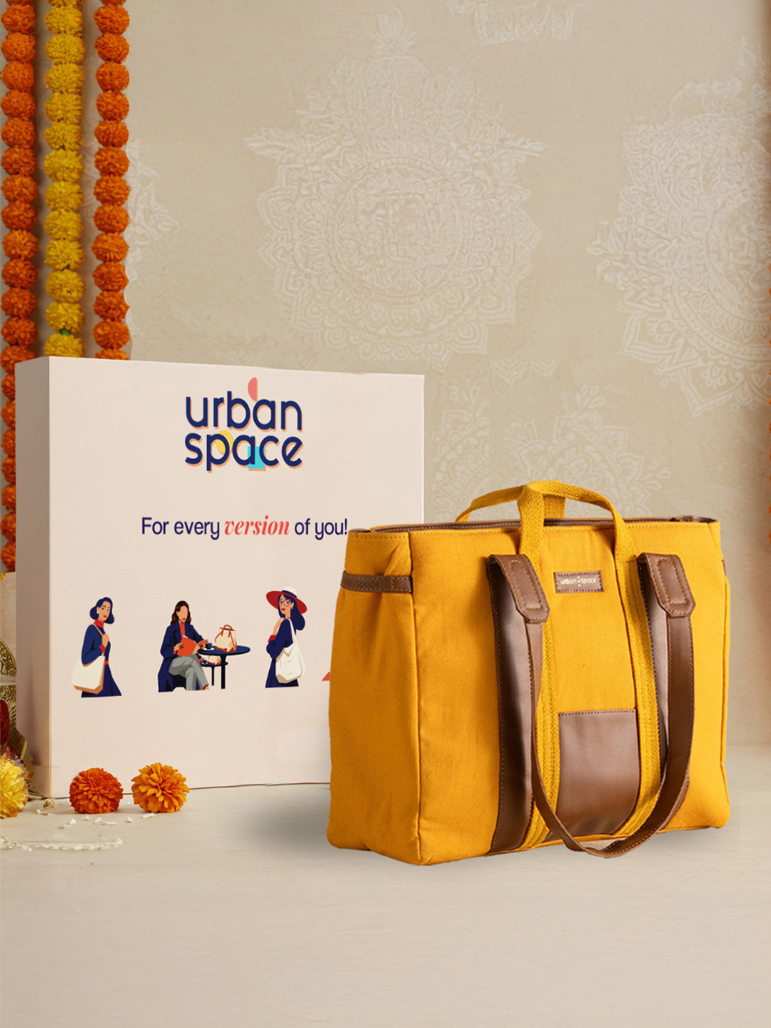 URBAN SPACE Women The Atelier Mustard Yellow Tote Bag