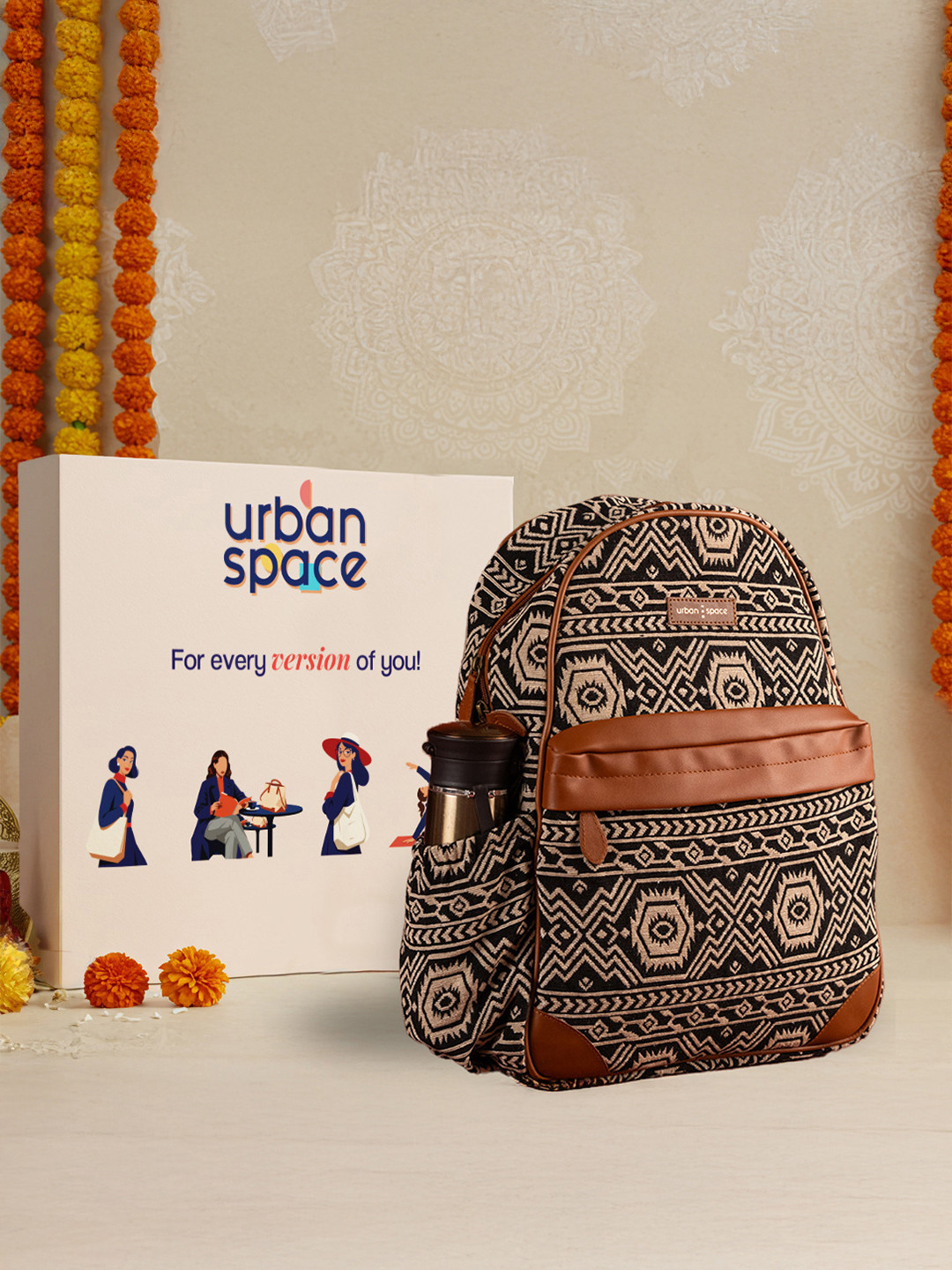 URBAN SPACE Aztec Women Black Everyday Casual Laptop Backpack
