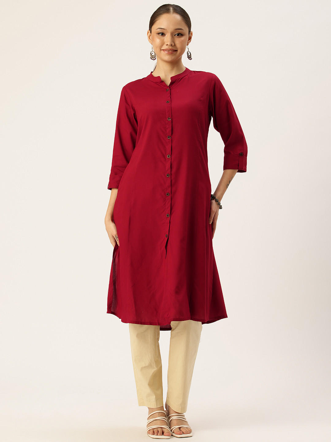 AMUKTI Red Solid Kurta