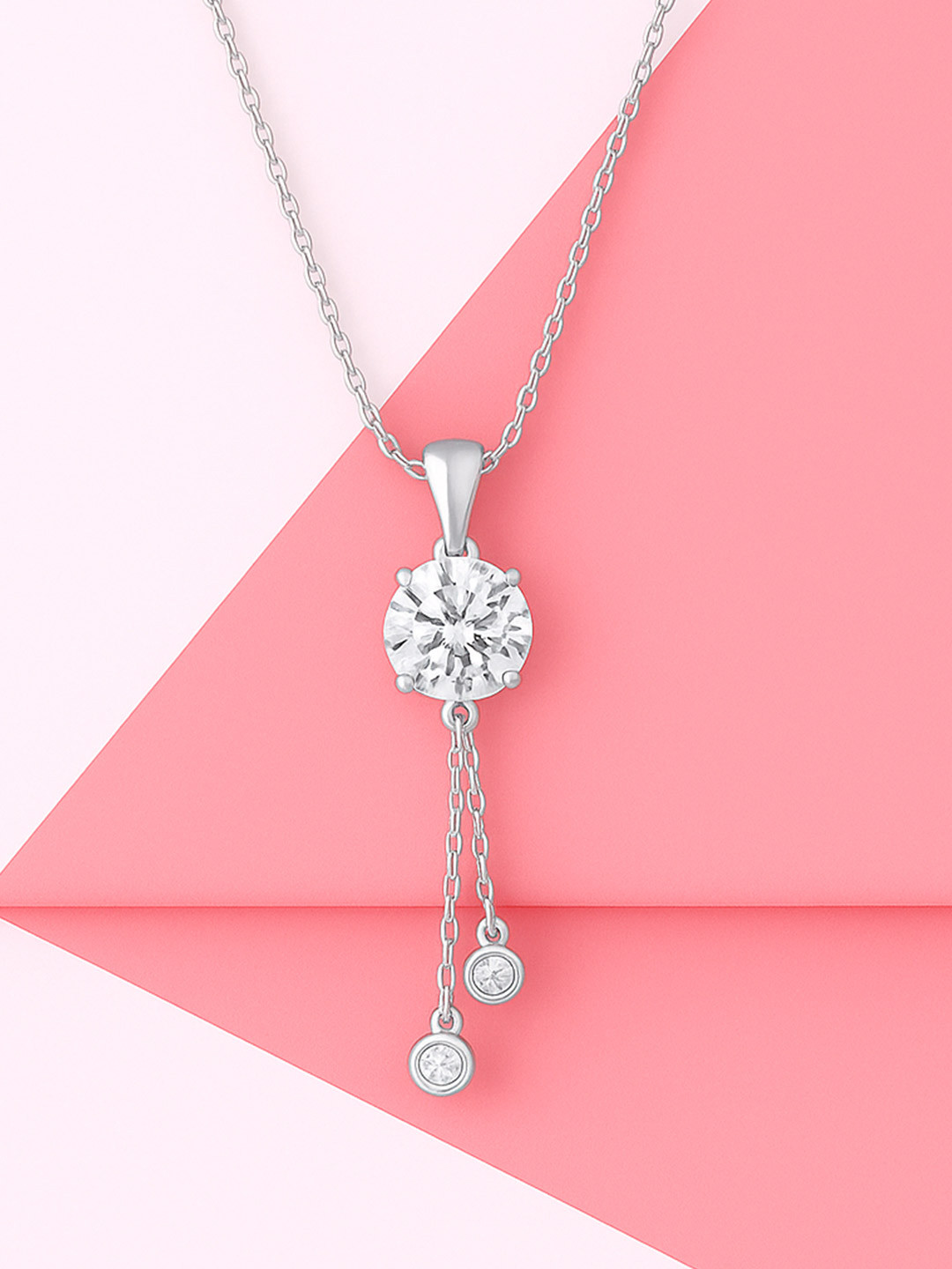 Zisthi 925 Sterling Silver Rhodium-Plated Cubic Zirconia Studded Ascend Elegance Pendants