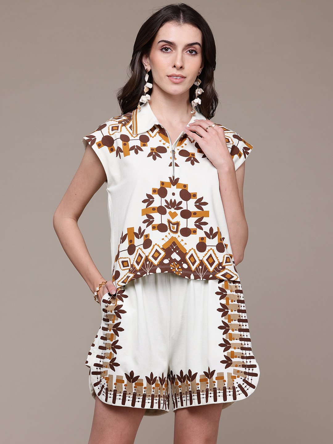 Label Ritu Kumar Printed Top With Shorts