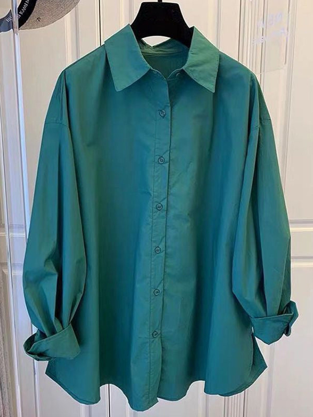 Outzidr Green Oversized Button Down Shirt