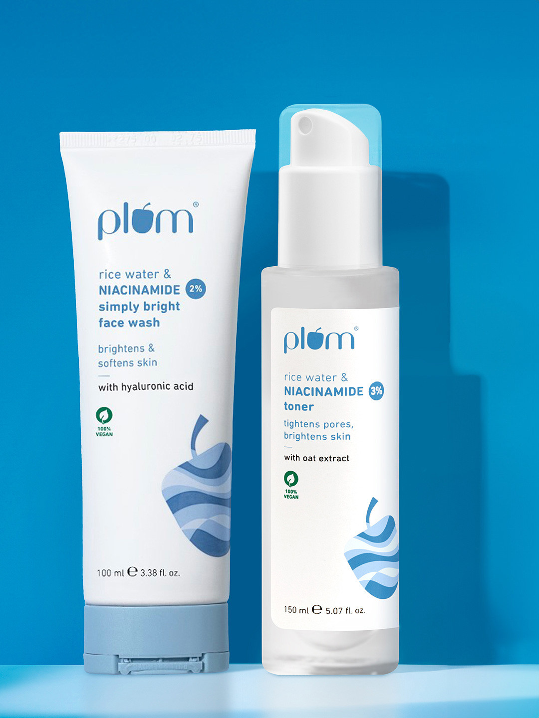 Plum Set of 2% Niacinamide Face Wash - 100ml & 3% Niacinamide Alcohol-Free Toner - 150ml