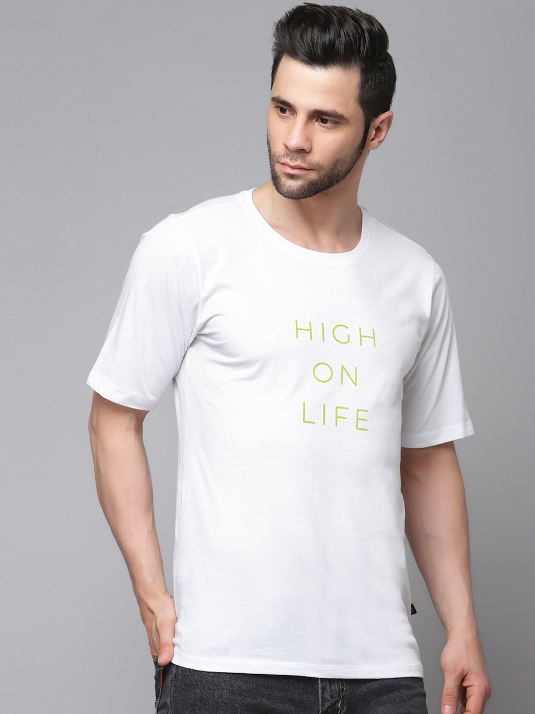 Rigo Men High On Life Typography Oversized T-shirt