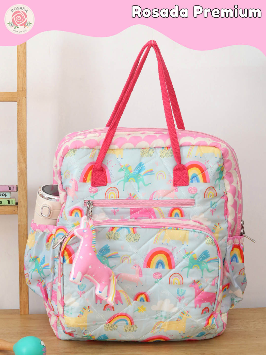 ROSADA Kids BlueUnicorn Printed Lightweight Waterproof Diaper Backpack