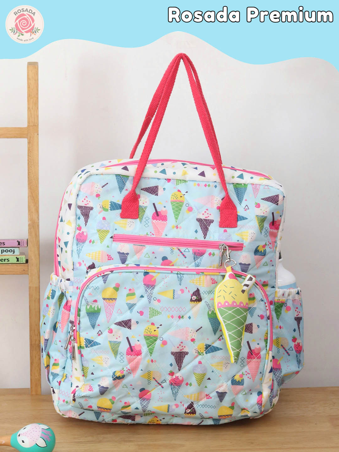 ROSADA Kids Ice-Cream Printed Lightweight Waterproof Diaper Backpack