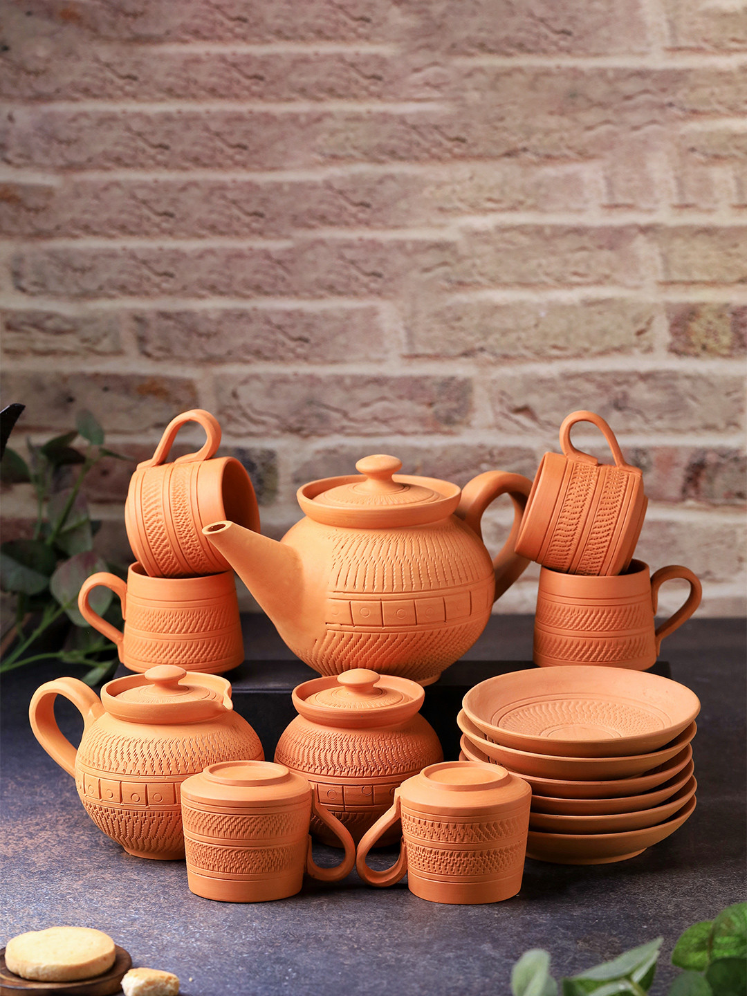 The handicraftian  Terracotta Nawabi 15 Pcs Tea Cup Set