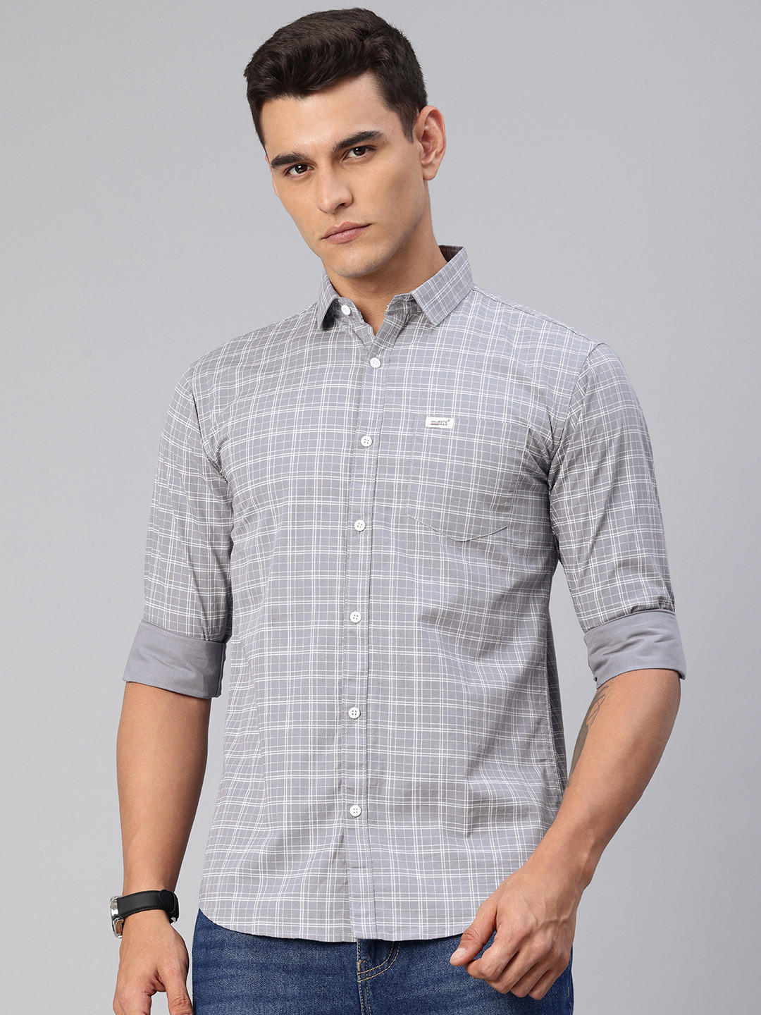 Majestic Man Slim Fit Checked Casual Shirt