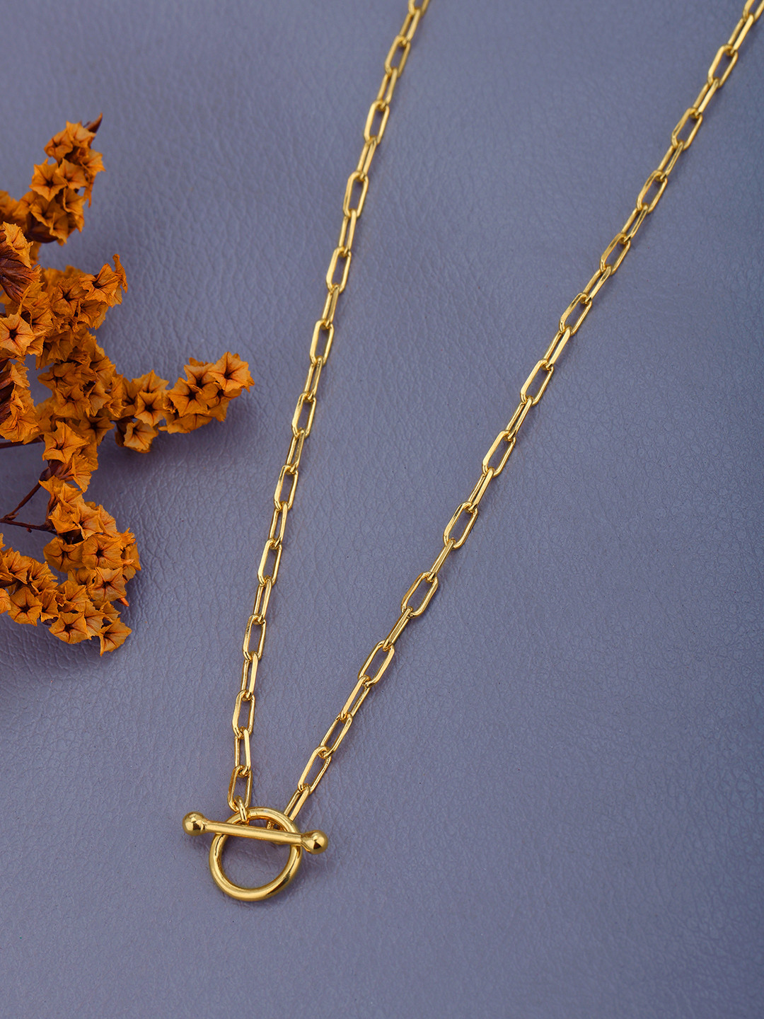 DressBerry 18kt Gold Plated Link Chain with Toggle Necklace