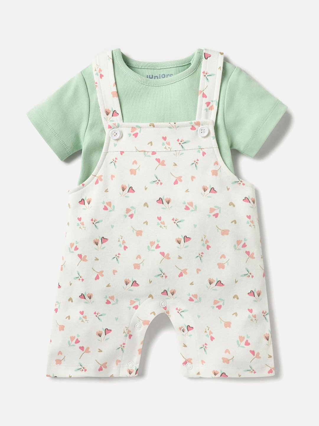 Juniors by Babyshop Floral Printed Rompers with T-shirt Set