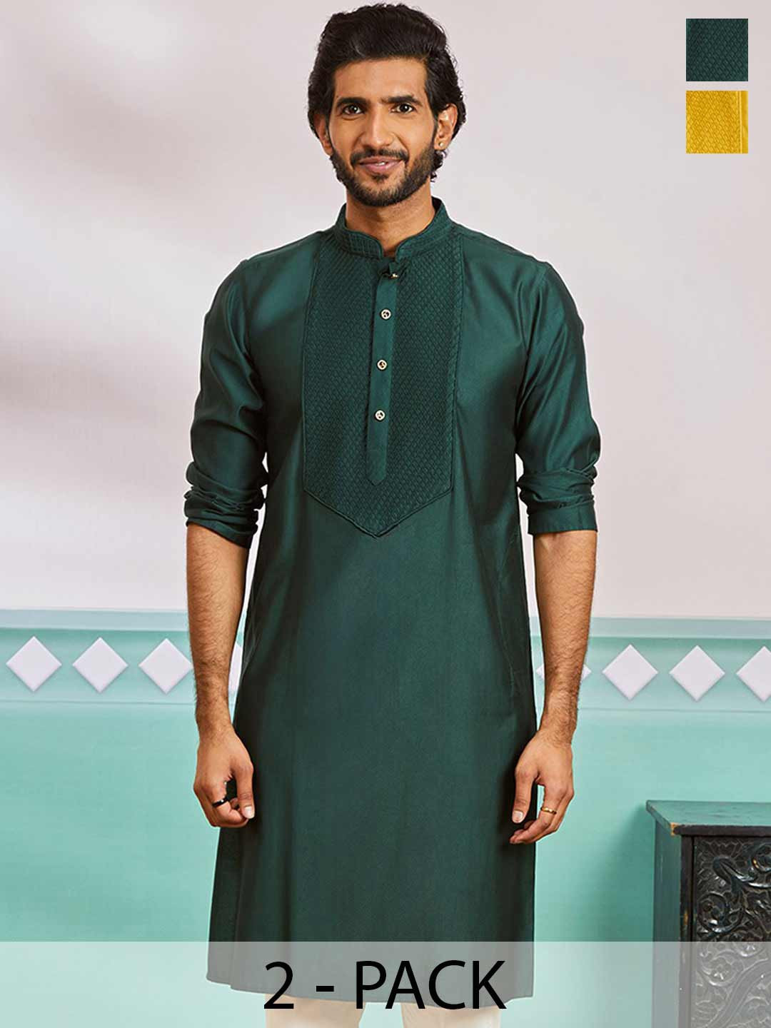 Vastramay Men Pack of 2 Pintuck Detailed Kurta