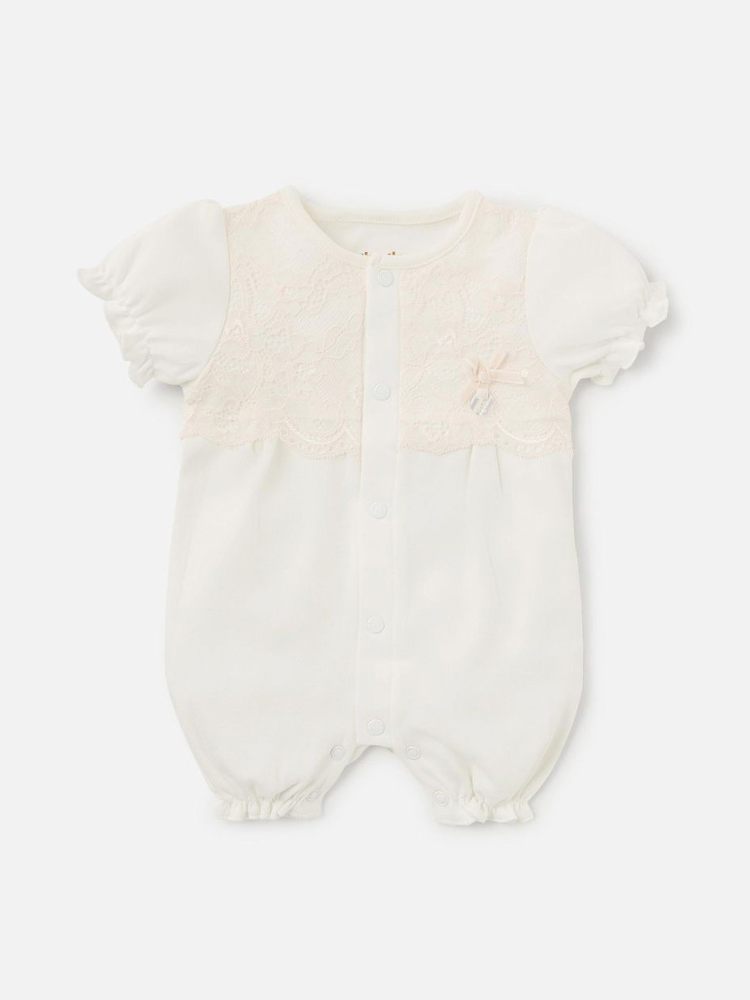 Giggles by Babyshop Girls Lace Detail Cotton Round Neck Short Sleeves Romper