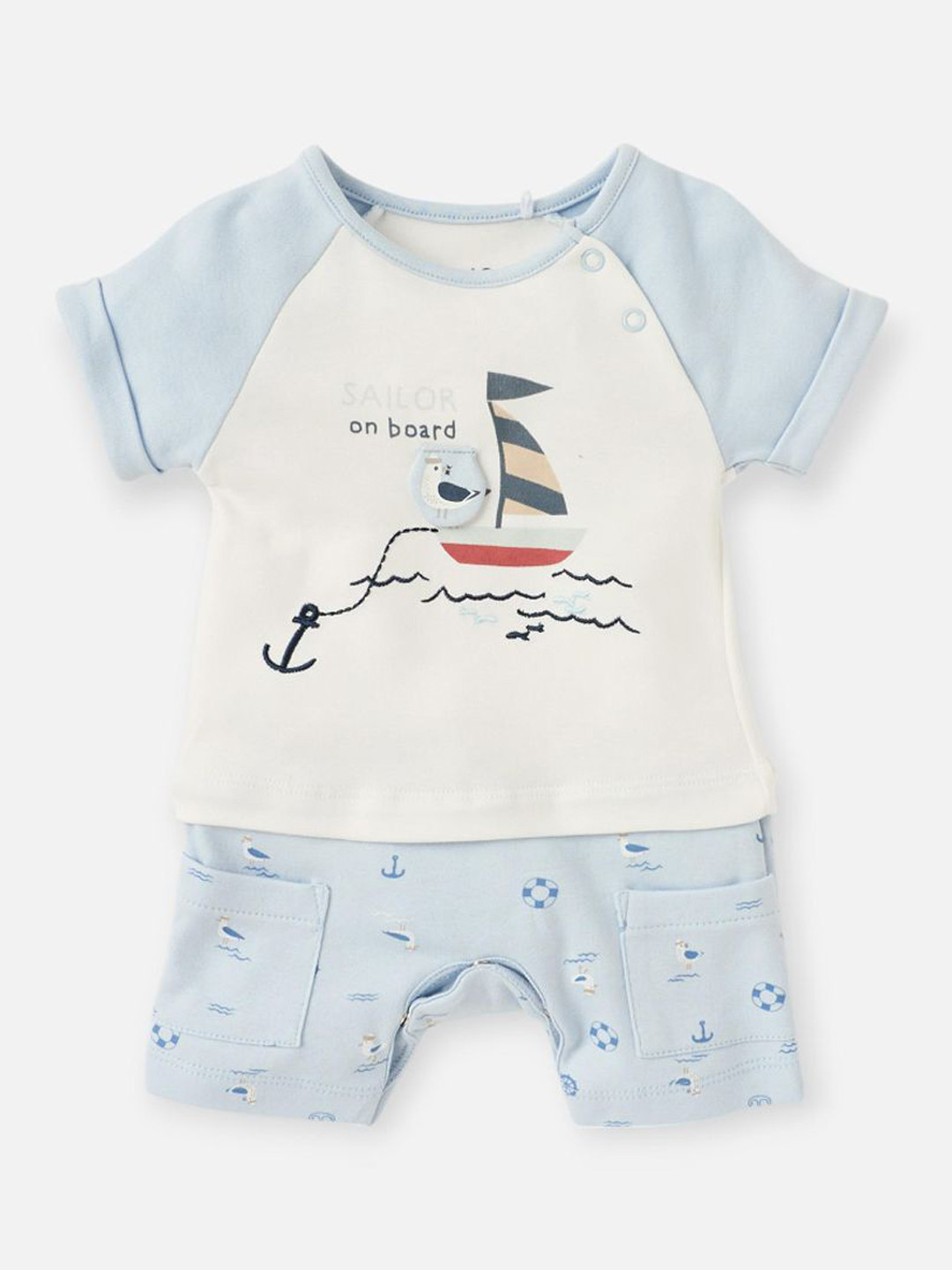 Giggles by Babyshop Infant Boys Graphic Printed Cotton Button Closure Romper
