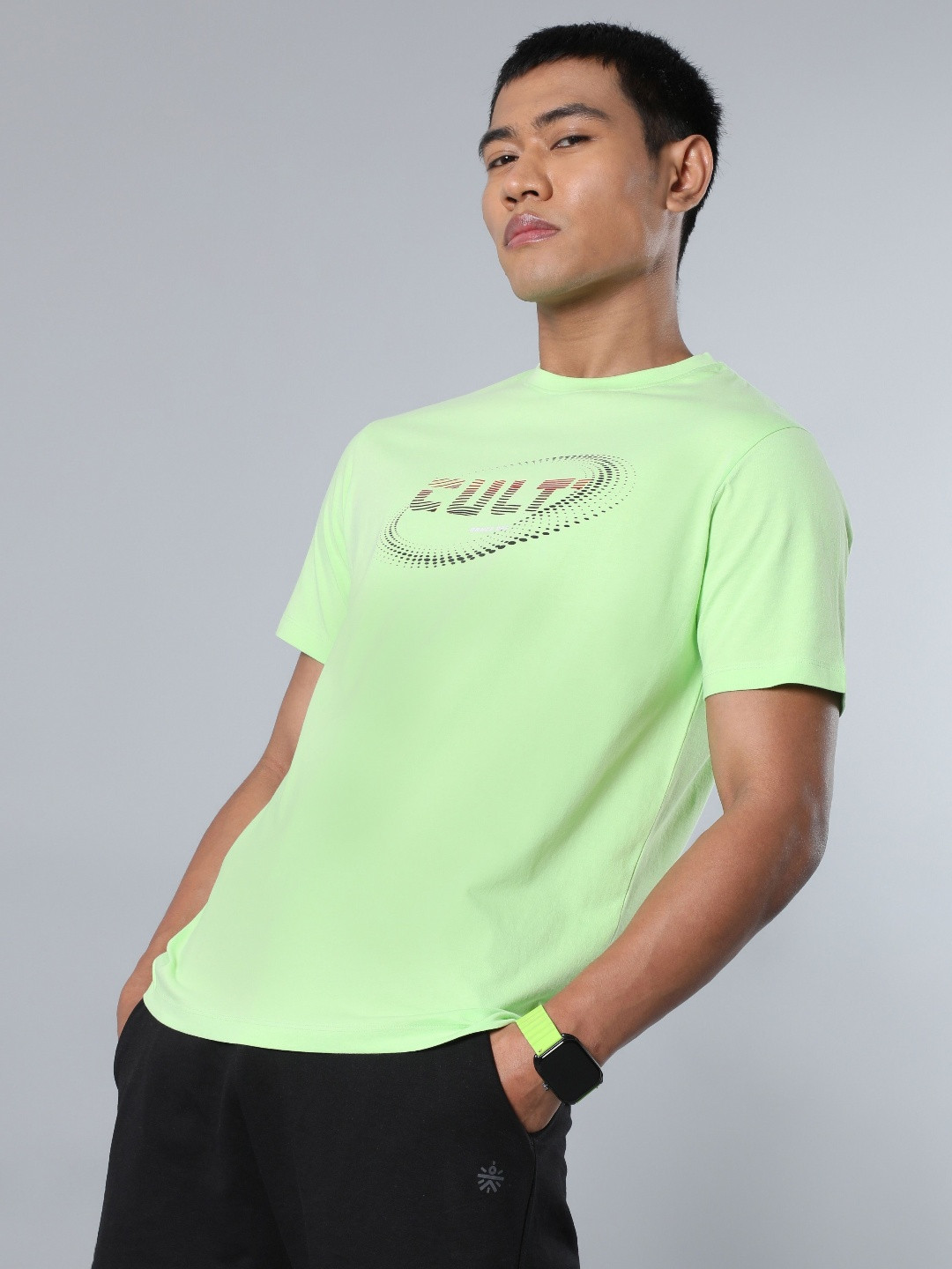 CULT Men Lime Dance Off Print T-shirt