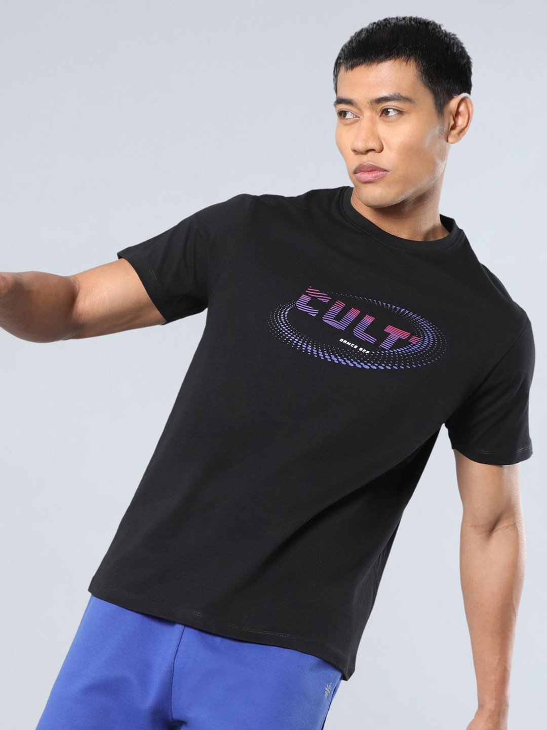 CULT Men Black Dance Off Print T-shirt