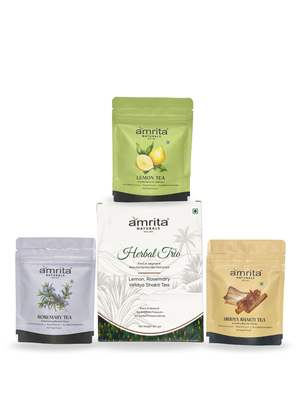 Amrita Naturals Herbal Trio A Perfect Blend Of Taste & Wellness Tea-150g