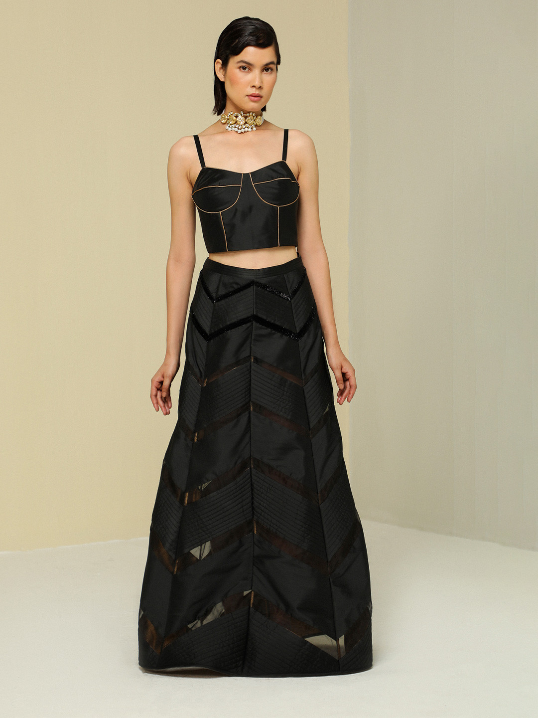 ZAITRA Women Striped Pure Silk A-Line Reversible Maxi Skirt