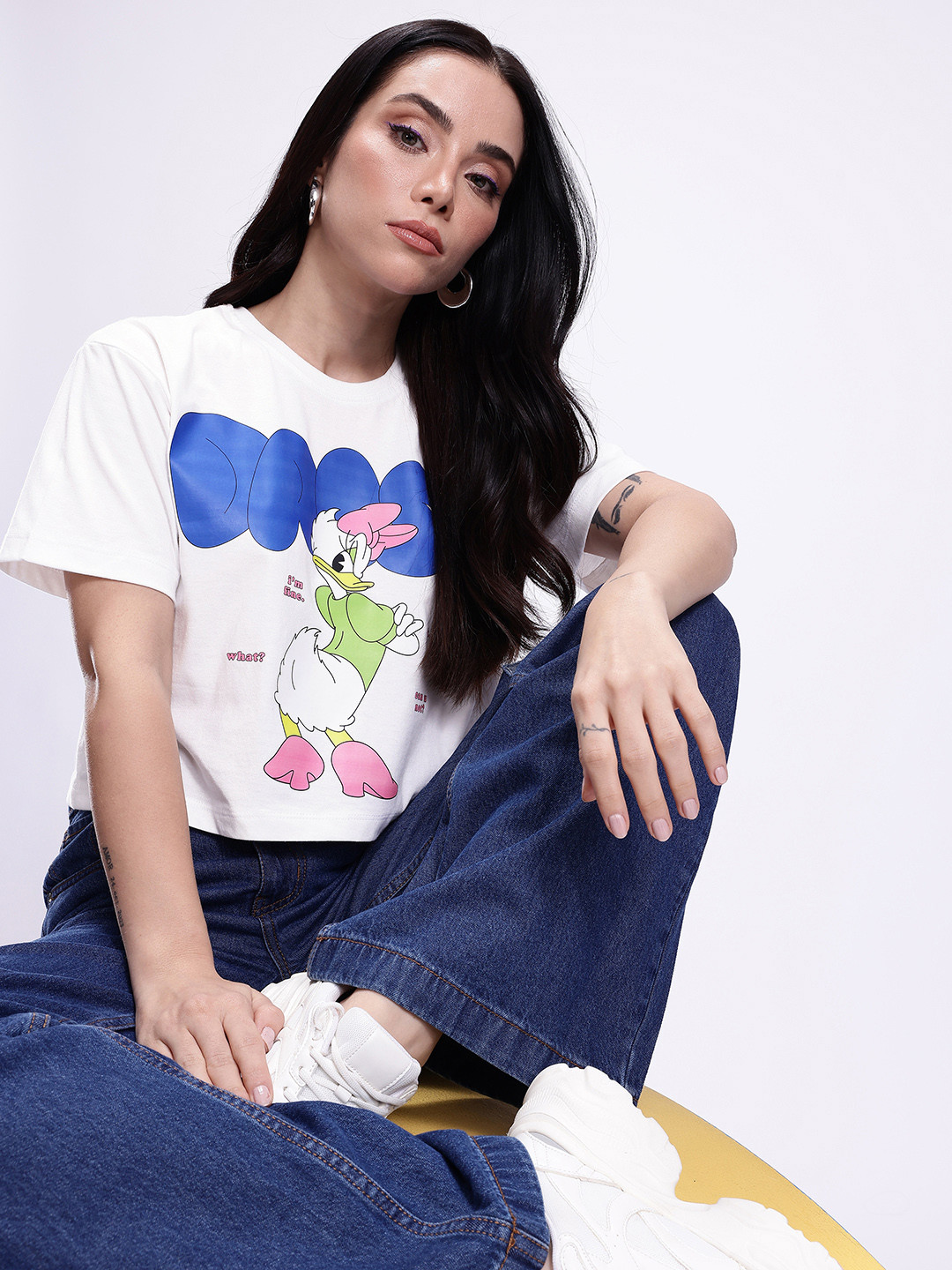 Kook N Keech Disney Minnie Mouse Printed Relaxed fit Cropped T-shirt