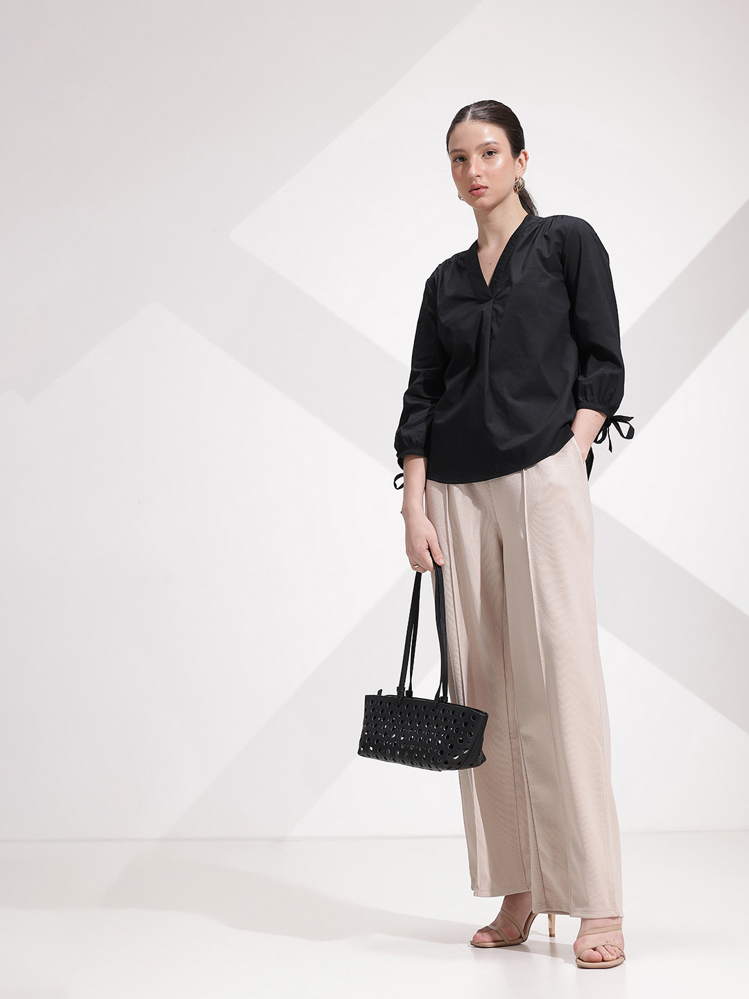 her by invictus Solid V-Neck Top