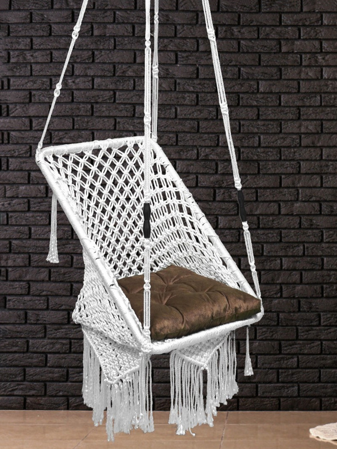 Patiofy Premium White Comfortable Hammock Swing Chair With Cushion