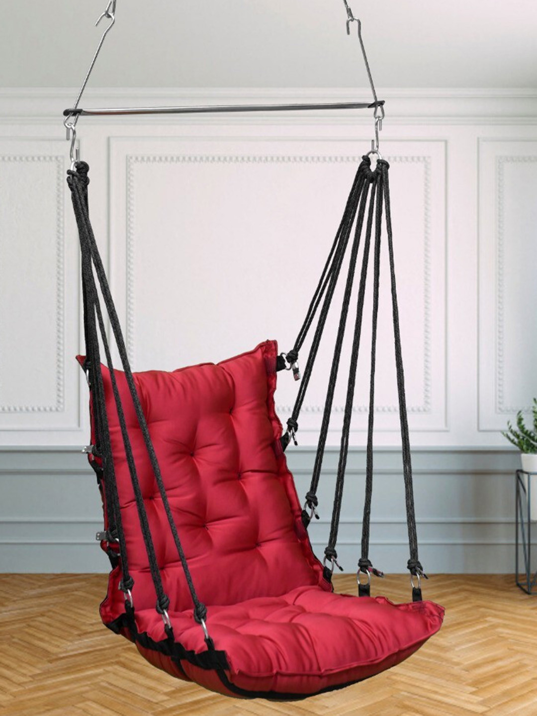 Patiofy Black & Red Eco Friendly Sturdy & Durable Hammock Swing Chair