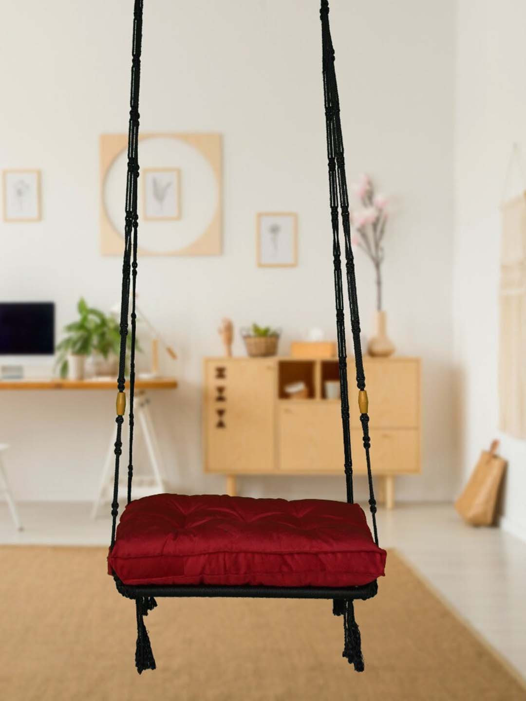 Patiofy Premium Red & Black Comfortable Hammock Swing Chair With Cushion