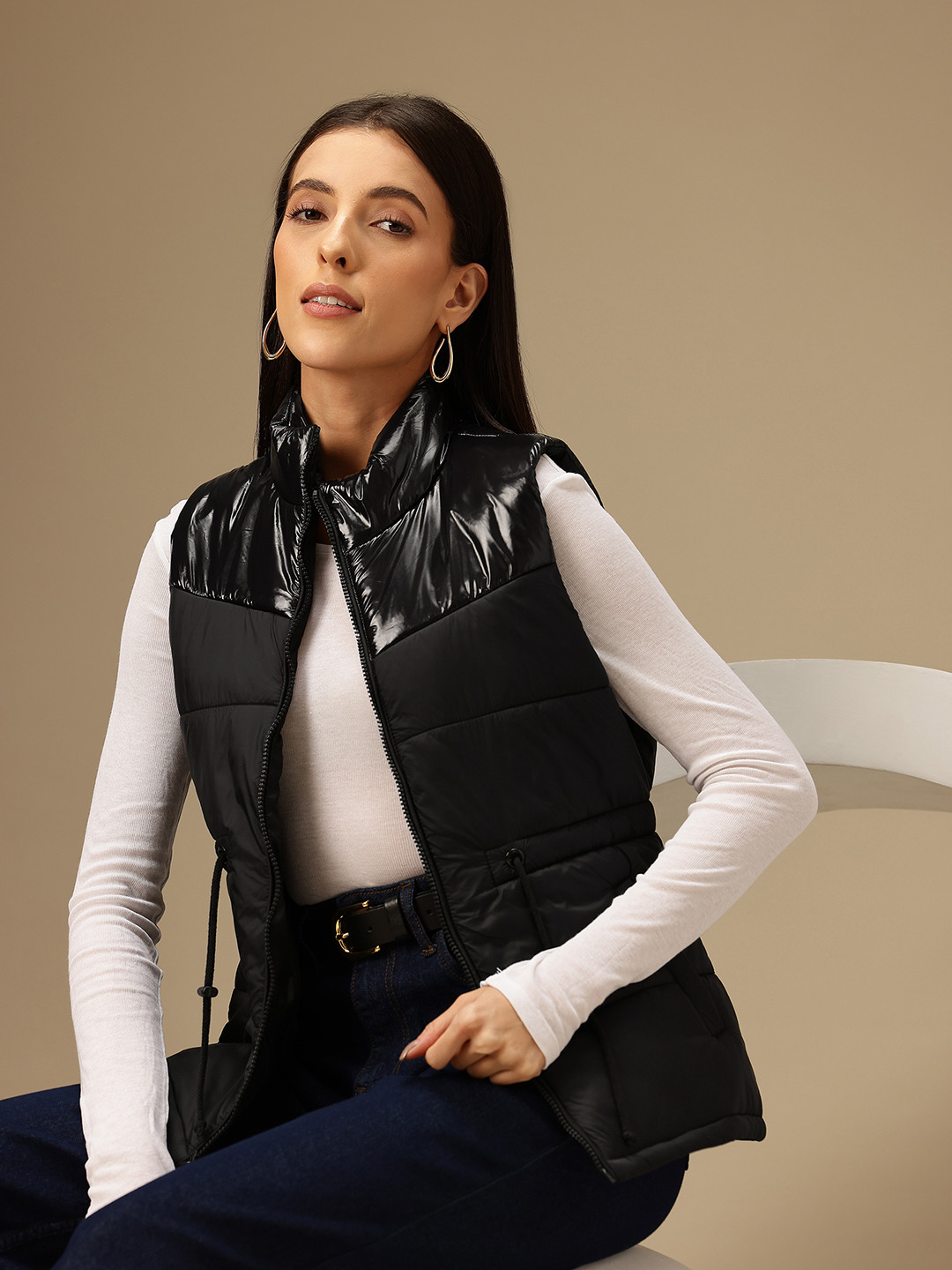 Chemistry Women Mock Collar Gilet Jacket