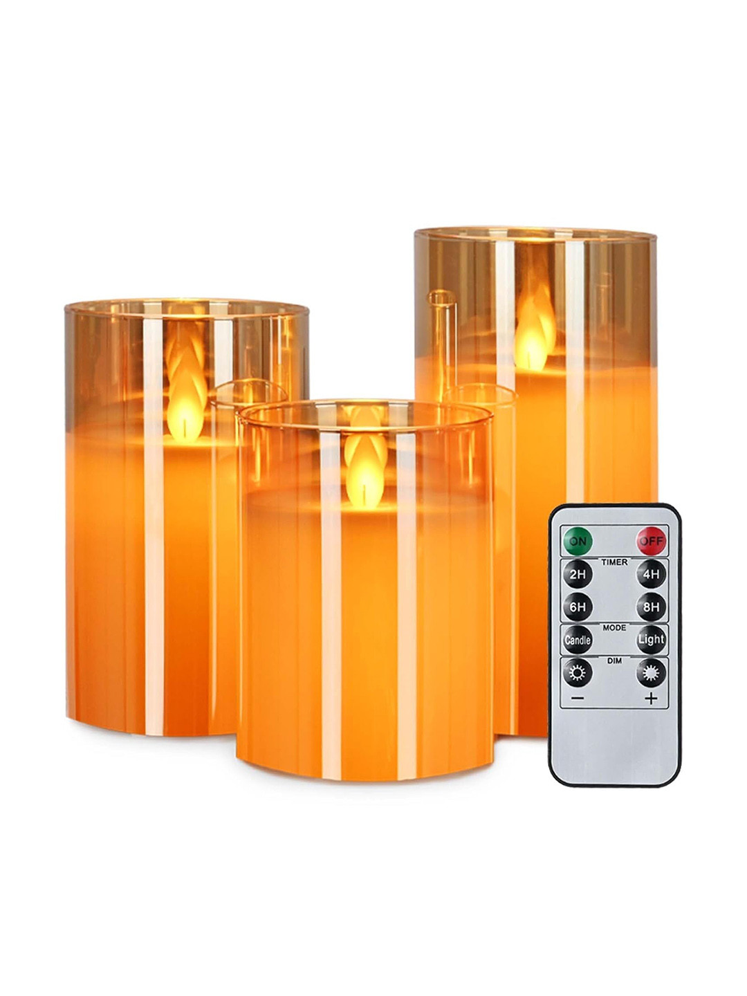 LTETTES Pillar LED glasscandle3 3Pcs Scented 1 Wick Solid Geometric Regular Jar Candles