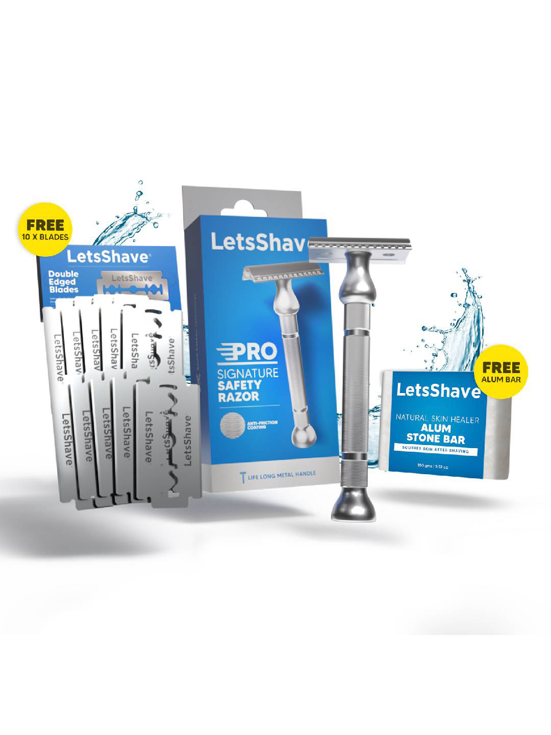 LetsShave Set Of 11 Pro Signature Double Edge Safety Razor With 10 Blades