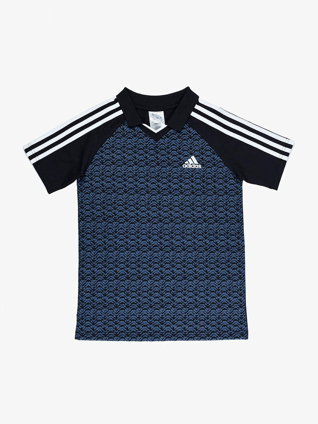 ADIDAS Boys Pure Cotton Printed Polo Collar GRA CO T T-shirt