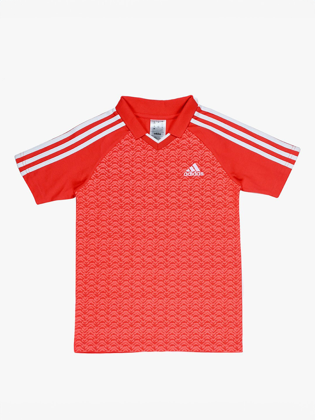 ADIDAS Boys Pure Cotton Printed Polo Collar GRA CO T T-shirt