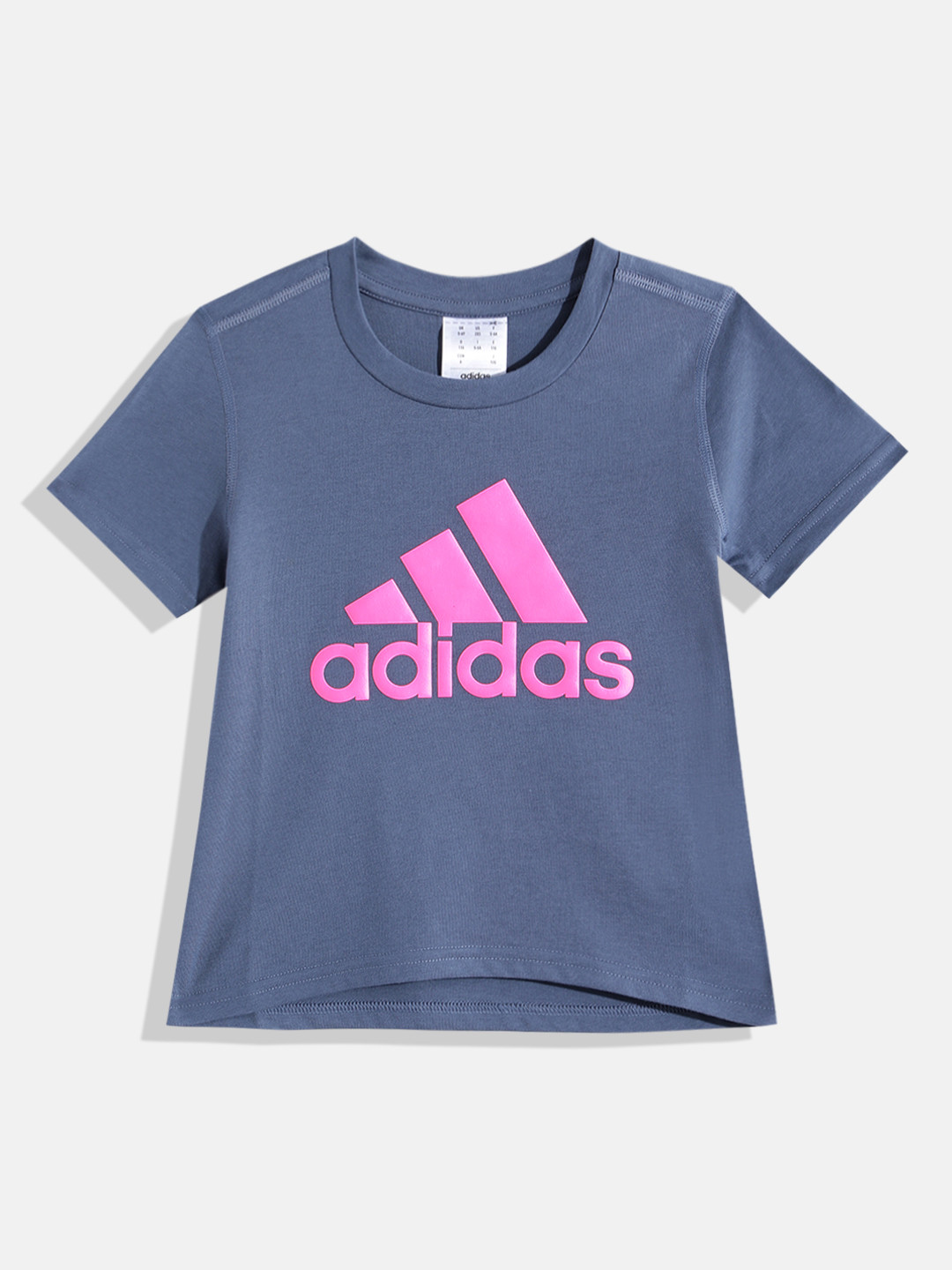 ADIDAS Girls Pure Cotton Brand Logo Printed BOS CO T-shirt
