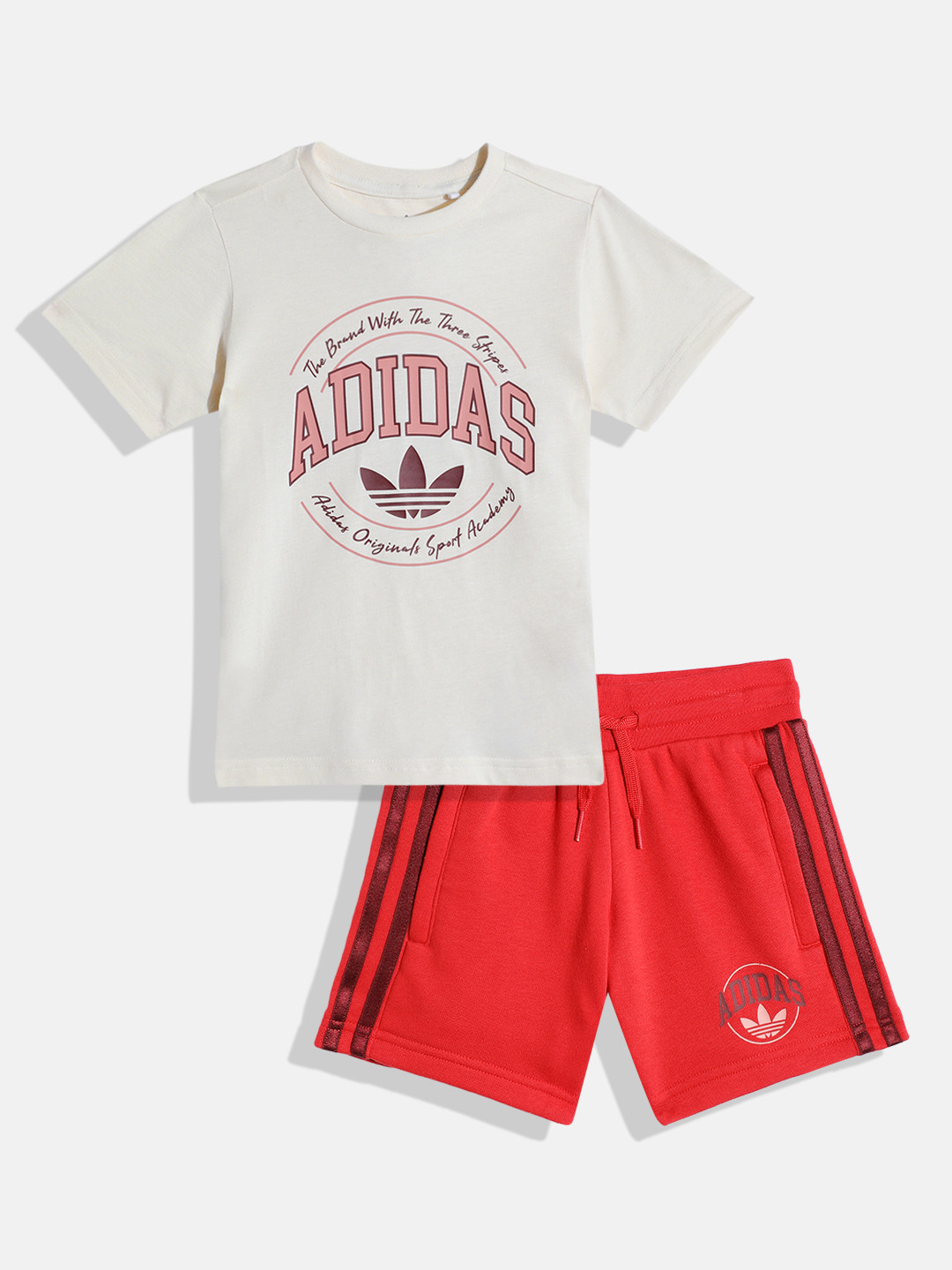 ADIDAS Boys Pure Cotton Brand Logo Print Short Tee Set T-shirt with Shorts