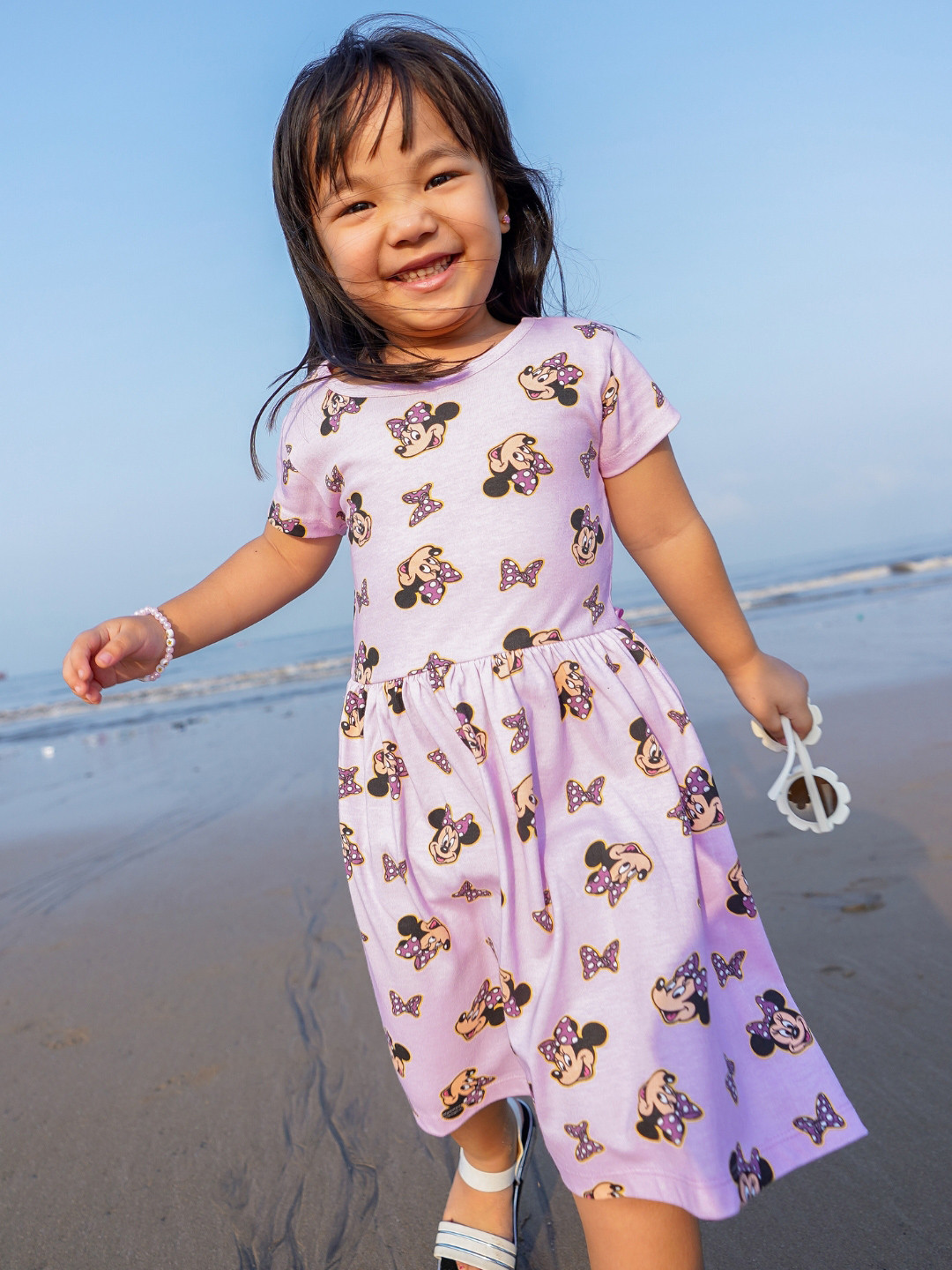 Nap Chief Girls Disney Minnie Mouse Printed Relaxed Fit Pure Cotton Fit & Flare Dress
