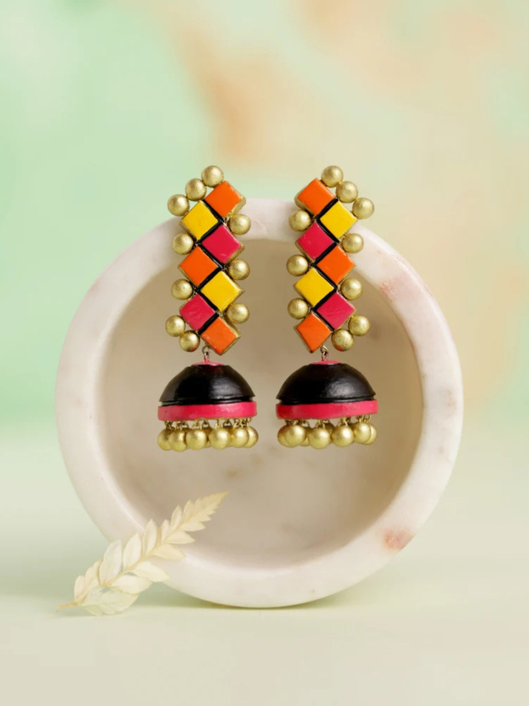Mridah Artificial Beaded Dome Shaped Jhumkas