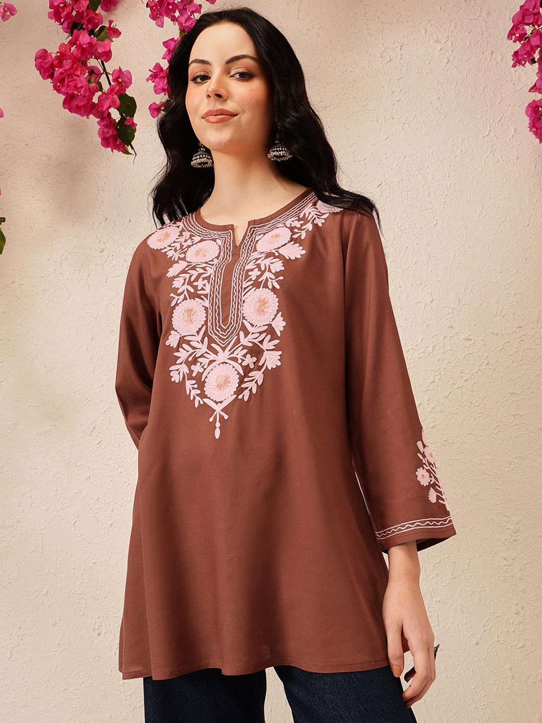 QAZMI Women Kashmiri A-Line Flared Kurti