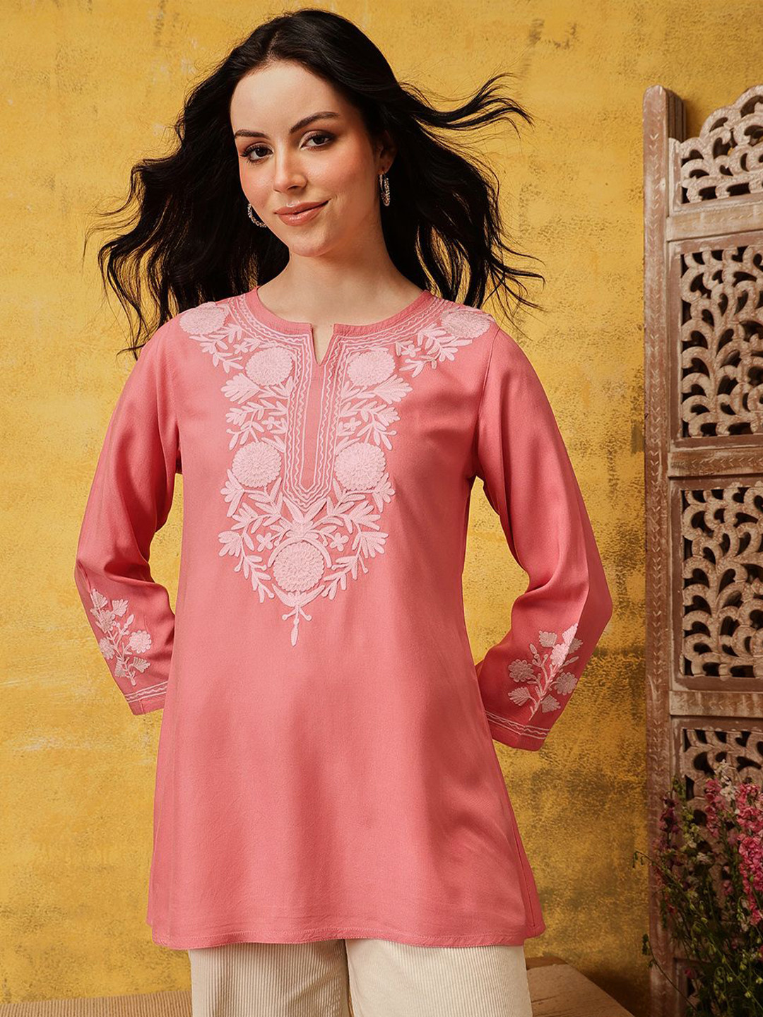 QAZMI Women Kashmiri A-Line Flared Kurti