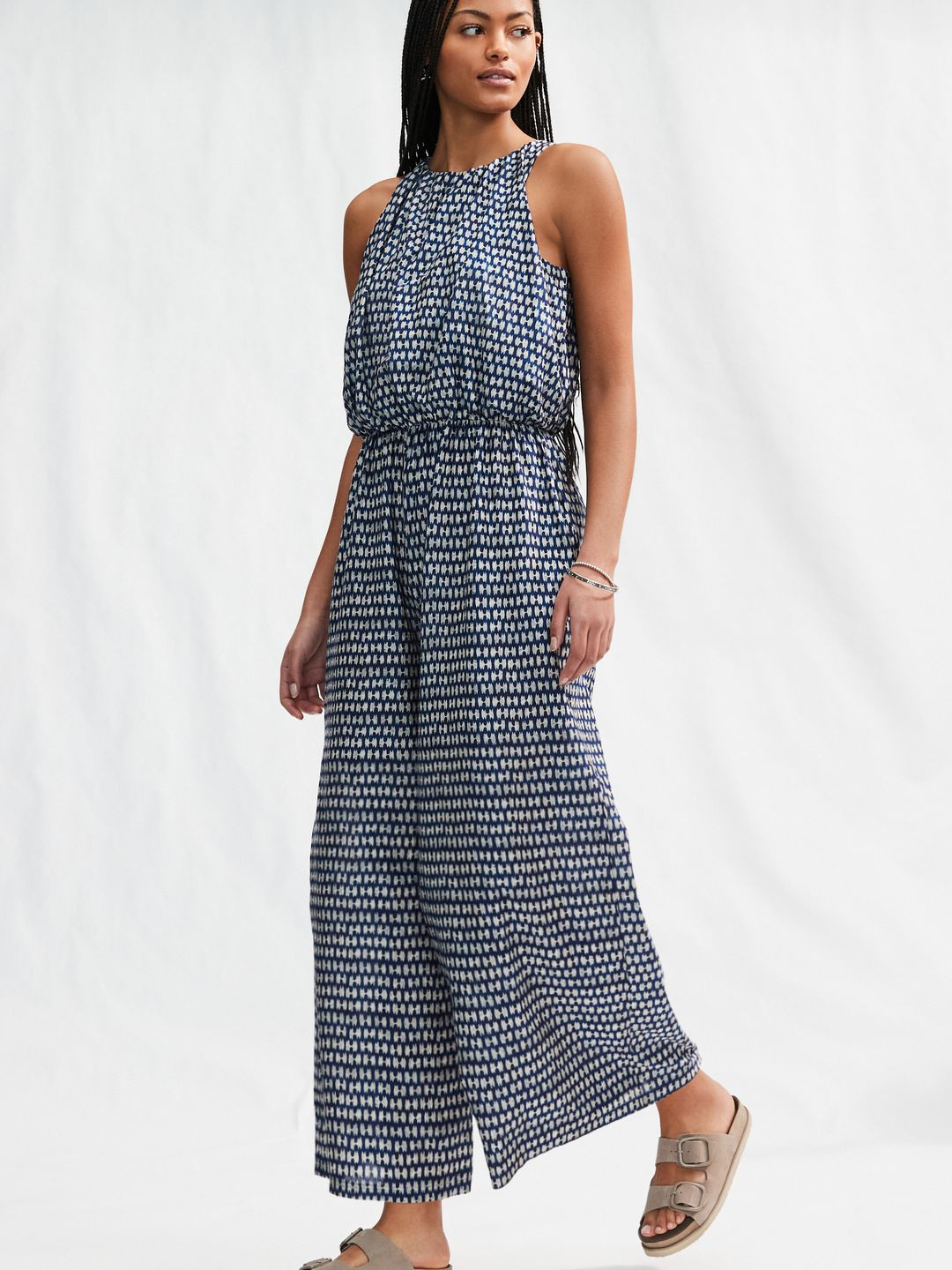 NEXT Printed Wide Leg Pure Cotton Basic Jumpsuit