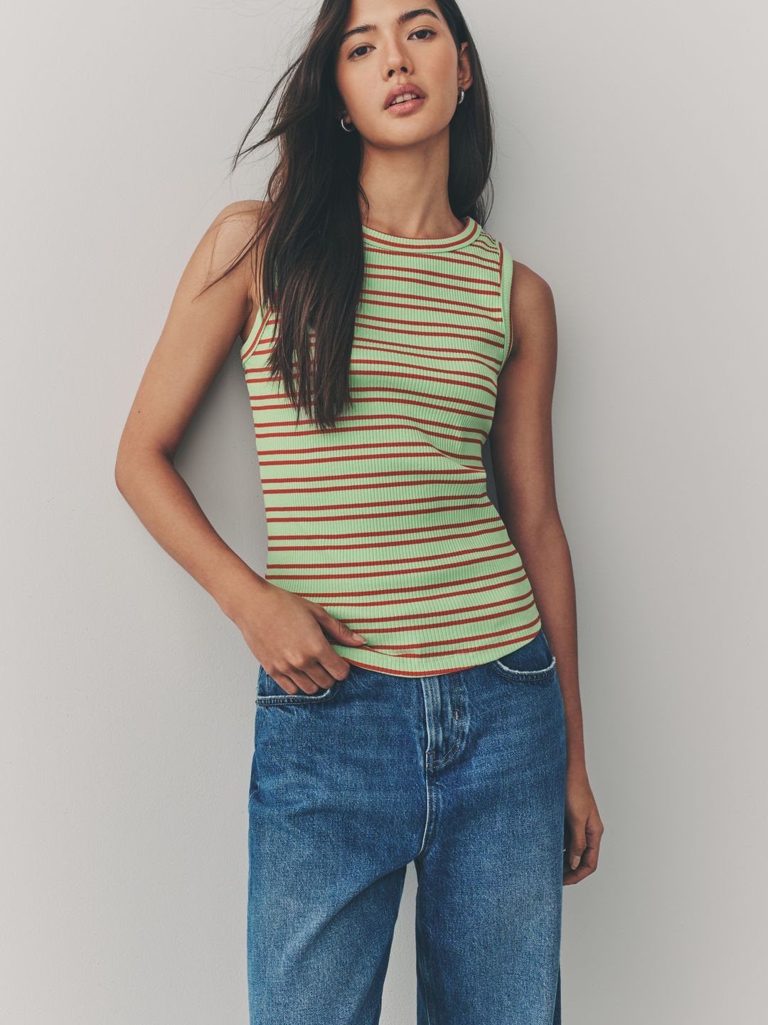 NEXT Ribbed Striped Regular Fit Top