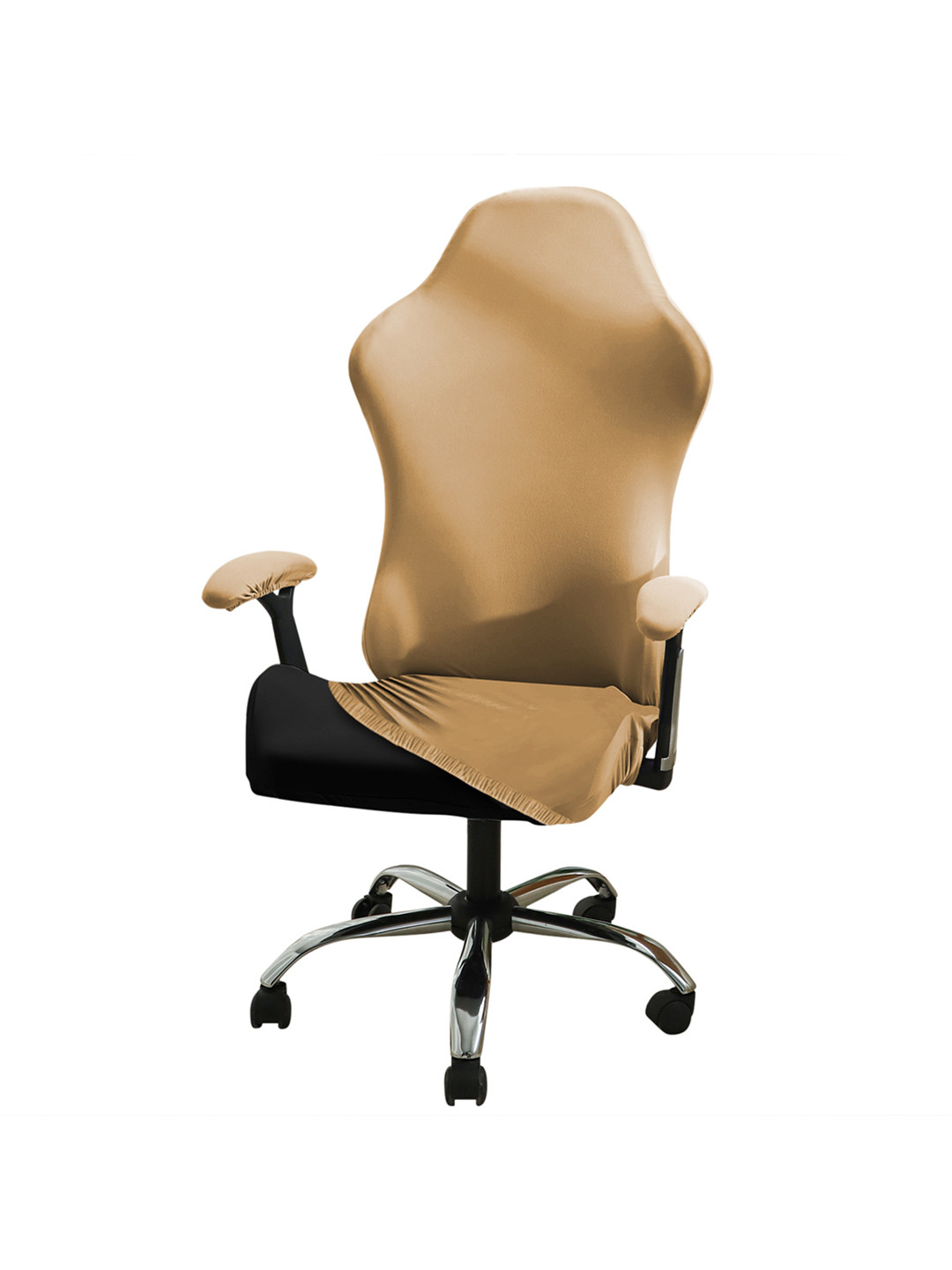 HOKIPO Camel Brown Gaming Elastic Computer Rotating Chair Seat Slipcover
