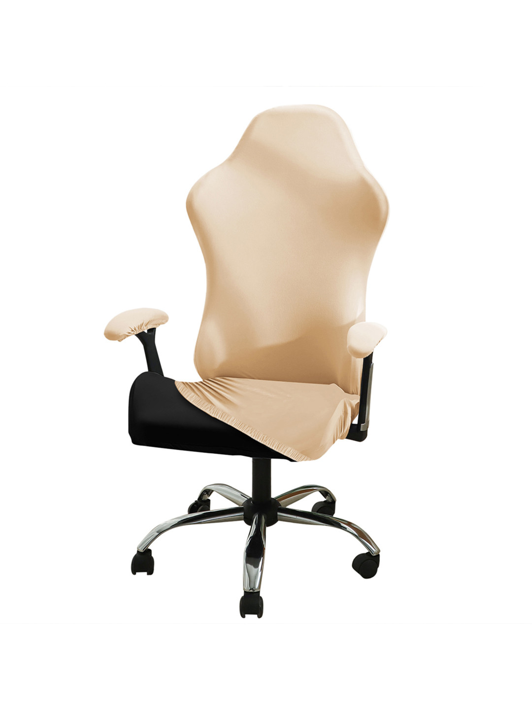 HOKIPO Beige Gaming Chair Cover Stretchable Computer Rotating Chair Seat Covers Slipcover