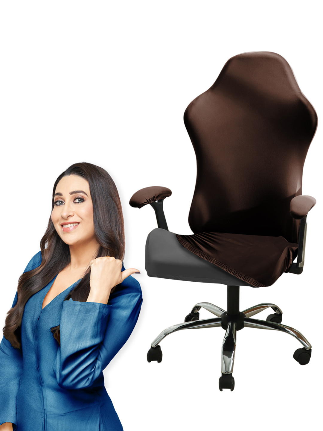 HOKIPO Brown Gaming Chair Cover Stretchable Computer Rotating Chair Seat Covers Slipcover