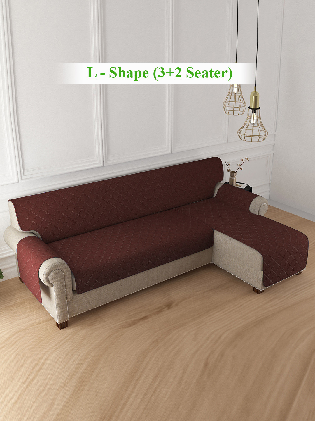 HOKIPO Solid Quilted 3+2 Seater L Shaped Sofa Seat Mat