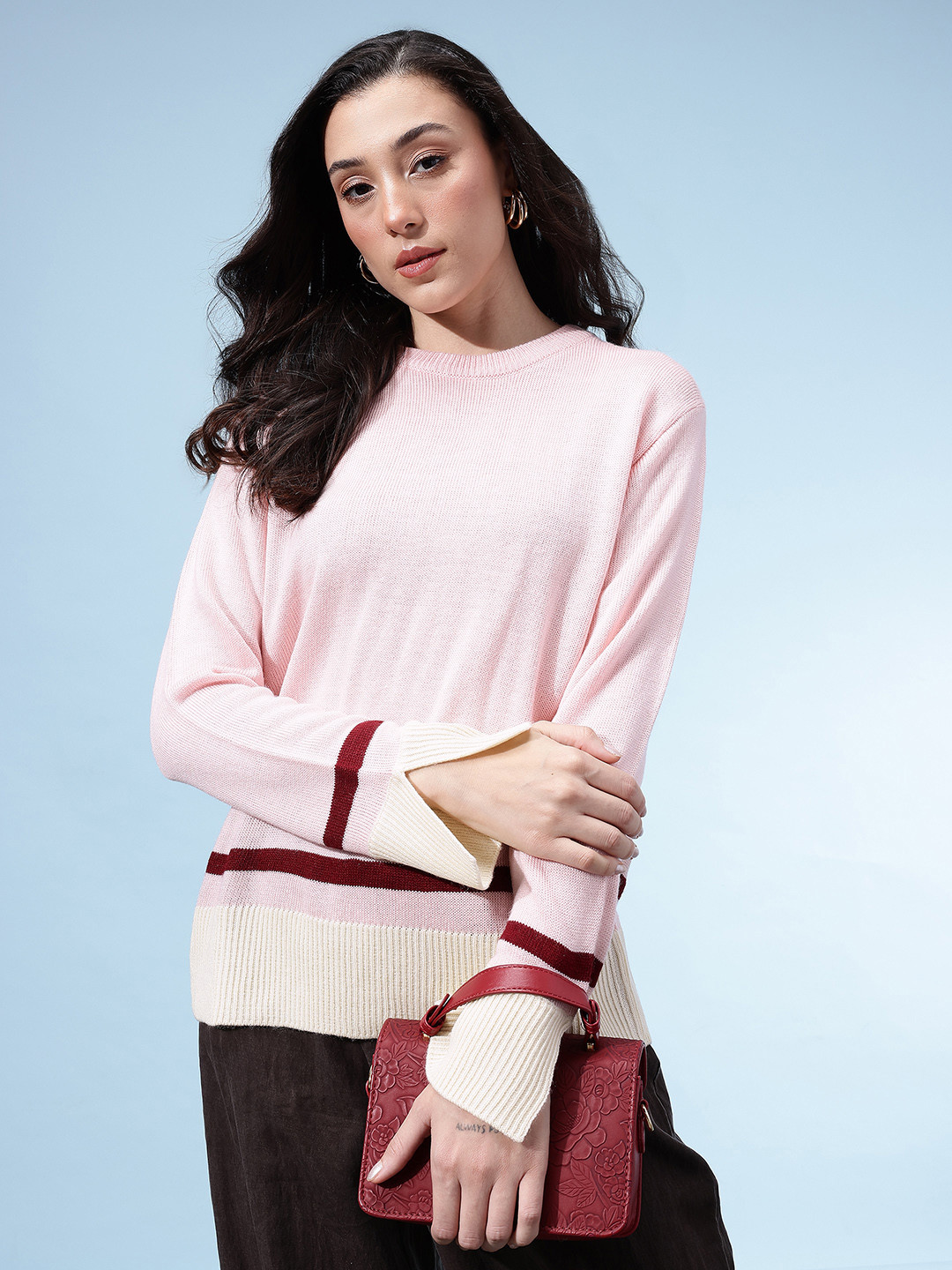 glitchez Contrast Detail Slit Sleeves Pullover