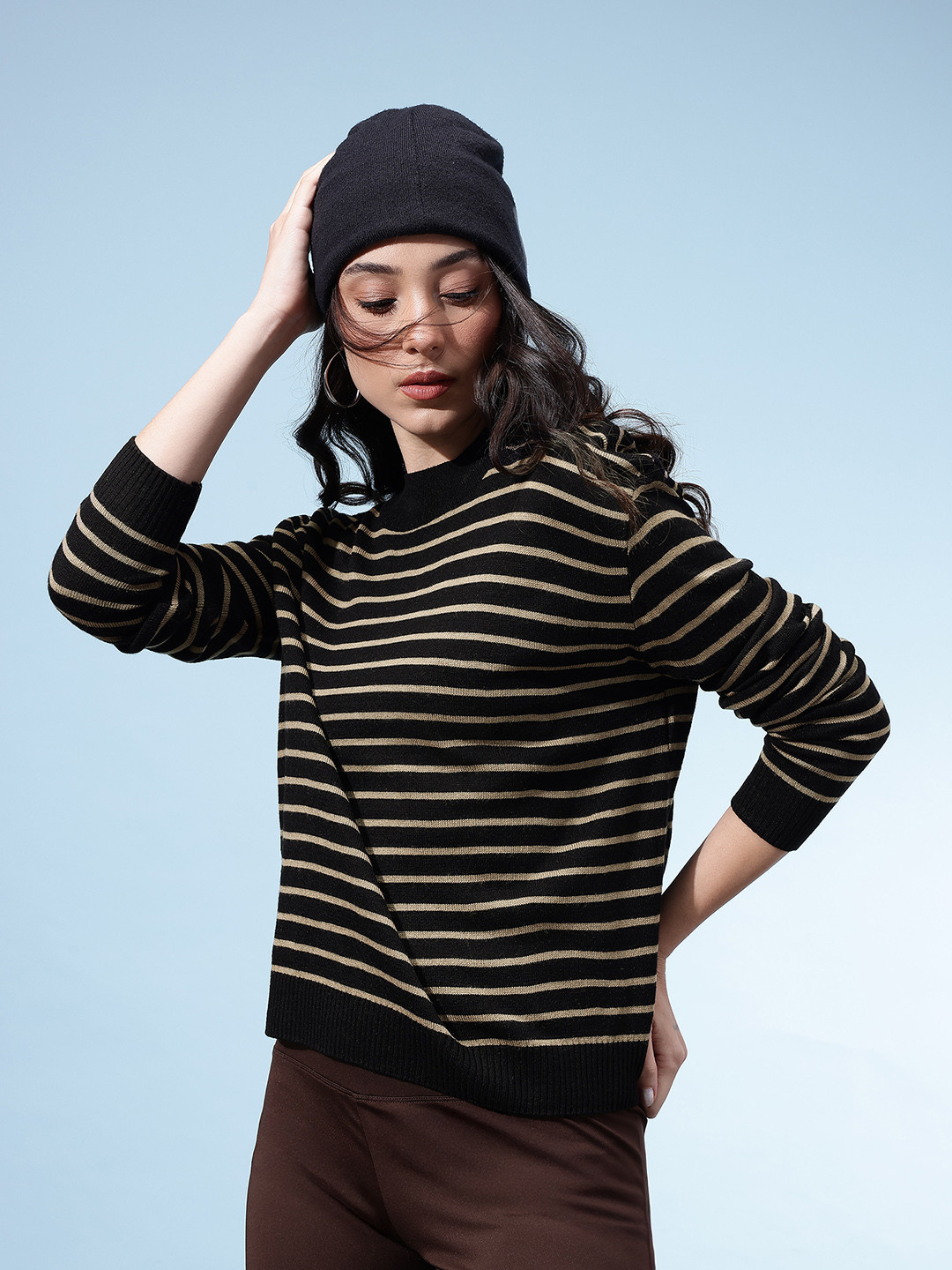 glitchez Striped Oversized Pullover